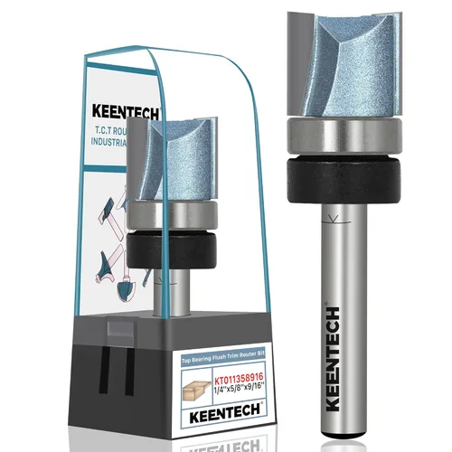 Miniatura 9 de KEENTECH Brocas de enrutador de 1/2 pulgada, broca de enrutador de ajuste empotrado, broca de patrón con punta de carburo de rodamiento superior