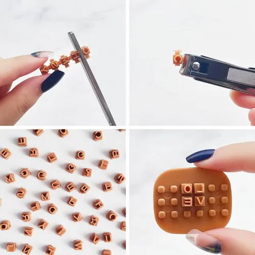 Miniatura 4 de Sellos de letras Keoker para arcilla - sellos de cerámica para arcilla con doble alfabeto pequeño, también se utilizan como sellos para galletas