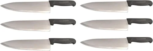 Cuchillo de chef de 12 pulgadas, mango negro, cubiertos de cocina comercial afilados de afeitar, cuchillos de cocina (paquete de 6, chef de 12