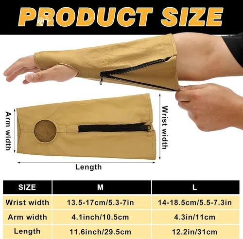 Miniatura 5 de Suhine 2 pares de protectores de brazo de cuero para soldadura, mangas de trabajo de soldadura, resistentes a cortes, protectores de brazo para piel