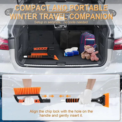 Miniatura 5 de LivTee Rascador de hielo y cepillo de nieve para parabrisas de automóvil, herramienta de eliminación de nieve extraíble de 24.75 pulgadas
