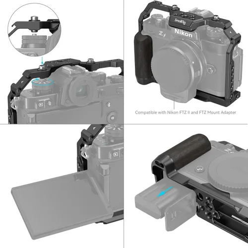 Miniatura 5 de SmallRig Zf - Jaula para cámara Nikon Z f, con agarre ergonómico de ébano, placa de liberación rápida integrada para Arca para encender rápidamente