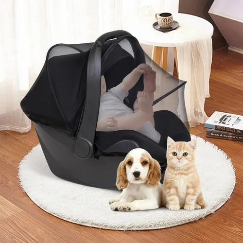 Miniatura 3 de Beberoad Love Mosquitera universal para asiento de coche para bebé, cubierta de malla transpirable con cremallera de 2 vías para protección infantil