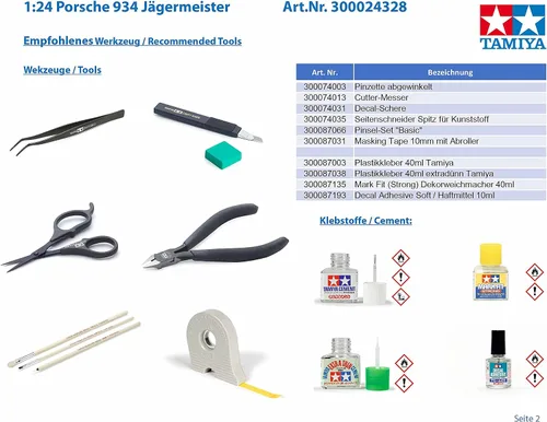 Miniatura 4 de Tamiya Porsche Vehicle 300024328 934 Jaegermeister - Kit de modelos de coche 1:24, naranja