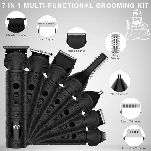 Miniatura 2 de Scttomon Recortadora de barba para hombres, kit profesional de aseo de barba para hombres, recortadora con hoja en T, afeitadora eléctrica, navaja