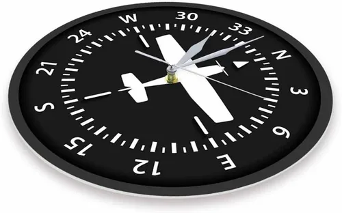 Miniatura 3 de Geek Alerts Aviación avión brújula vueltas pilotos reloj de pared a pilas instrumento de vuelo decorativo para el hogar reloj temático de avión