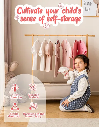 Miniatura 2 de Perchero de ropa para niños con caja de almacenamiento, Perchero de disfraces para niños, Perchero de disfraces de danza para colgar ropa, Perchero
