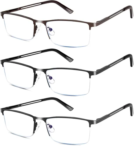 Lcbestbro Gafas de lectura para hombre, 1.5 con bloqueo de luz azul, lentes de lectura para lectores de metal