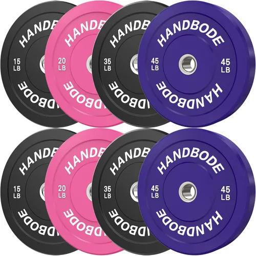 Miniatura 46 de HANDBODE Juego de discos de peso de 2 pulgadas de alto rebote, juego de discos olímpicos de 45/100/160/190/260/300 libras, juego de discos