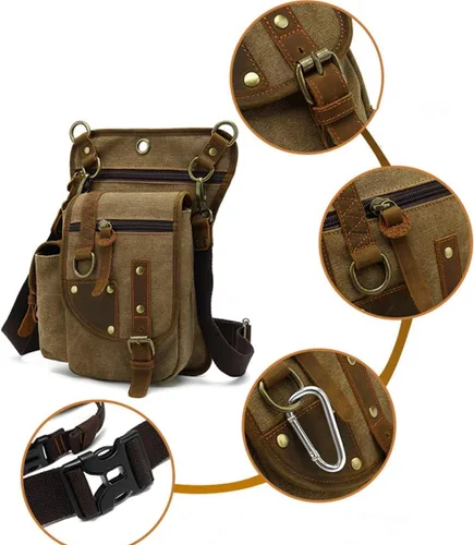 Miniatura 3 de Riñonera táctica para muslos al aire libre para hombres y mujeres, para ciclismo militar, con múltiples bolsillos, Negro