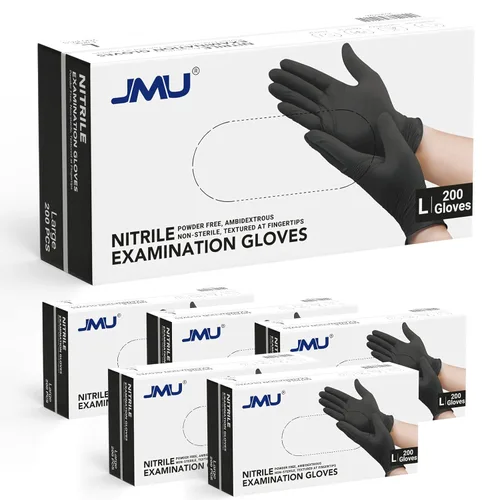 Miniatura 27 de JMU Guantes negros de nitrilo a granel mediano, caja de 1200, 3.5 mil, sin látex sin polvo