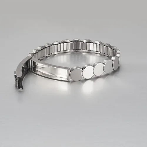 Miniatura 4 de Pulseras de identificación de alerta médica para mujer, pulsera elástica ajustable de emergencia de acero inoxidable plateado de 7.48 pulgadas