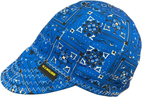 Gorra de soldadura reversible con estampado de bandana Azul