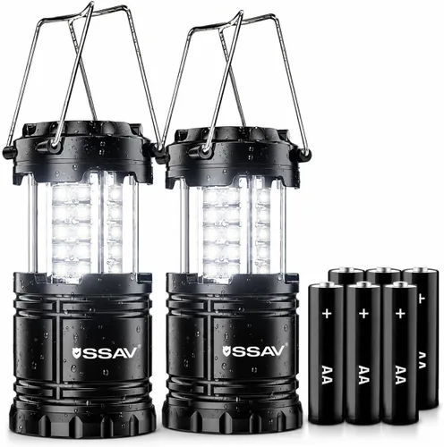 Miniatura 13 de SSAV Paquete de 2 linternas LED para campamento, linternas LED, kits de supervivencia adecuados para huracanes, luz de emergencia para tormentas