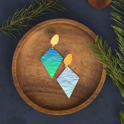 Miniatura 4 de OLYCRAFT Plantilla de arcilla de olas de mar de 4 x 5 pulgadas, pantalla de seda de línea ondulada para arcilla polimérica, plantillas de pantalla