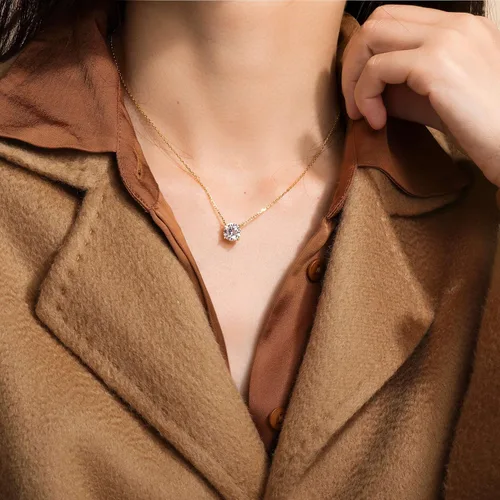 Miniatura 3 de S.Leaf - Collar con colgante de plata de ley con circonia cúbica y solitario, para mujer