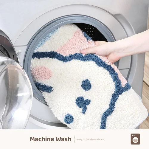 Miniatura 7 de Molesun Tapete de baño de conejo, extra suave y absorbente, lindo, lavable a máquina, tapete antideslizante de animales para bañera, ducha y baño