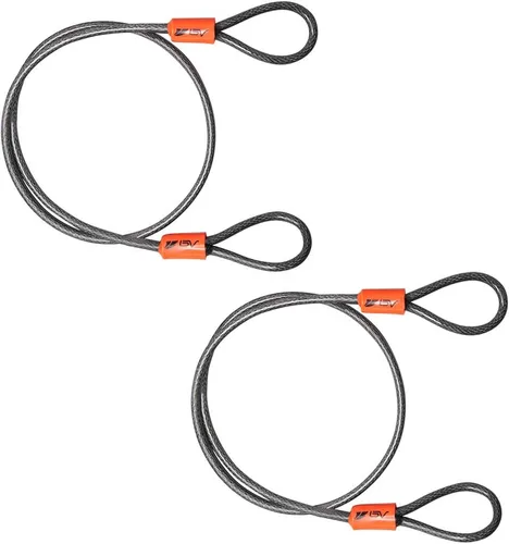 Miniatura 12 de BV Candado de seguridad de cable resistente de 4 pies con bucles – Cable de alambre trenzado de acero extra grueso de 10 mm (3/8"), resistente a