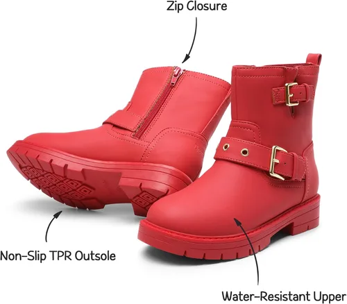 Miniatura 3 de DREAM PAIRS Botines impermeables con cremallera lateral para niñas pequeñas y grandes
