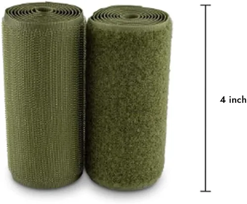 Miniatura 2 de Cinta de velcro para coser de 4 pulgadas de ancho, color verde oliva, no adhesiva, de nailon de 1 yarda de longitud, juego de sujetadores de tela