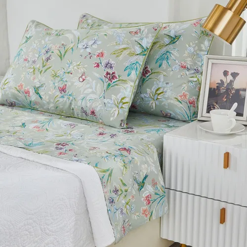 Miniatura 32 de Brandream Juego de sábanas tamaño King con estampado floral lujoso estilo bohemio con medallón azul y estampado de cachemira, colección de ropa