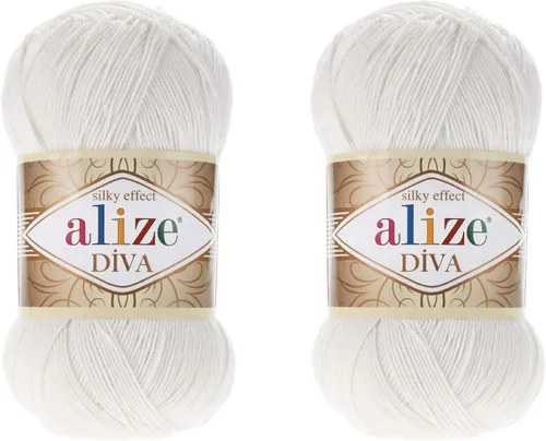 Miniatura 2 de Alize Diva Yarn - Hilo para tejer a mano, hilo acrílico 100% microfibra, hilo Alize Diva, efecto seda, ganchillo arte, encaje, manualidades, lote