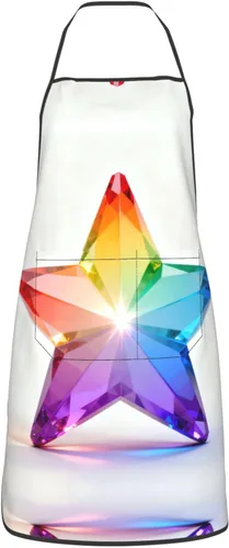 Miniatura 15 de Colorful Stars Delantal con bolsillos, delantales resistentes a las gotas de agua para mujeres y hombres, delantal ideal para uso doméstico