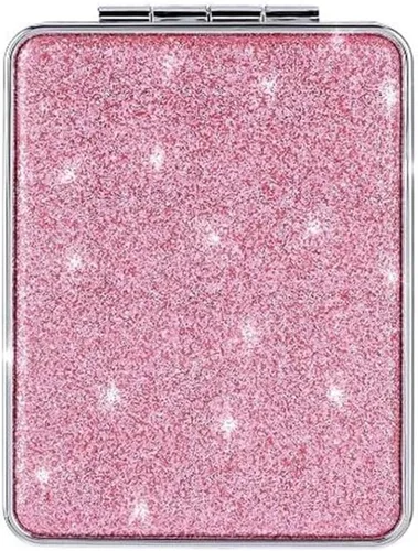 Miniatura 17 de Bonito espejo compacto en forma de corazón para bolso, espejo de viaje negro con purpurina, espejo de bolsillo pequeño de cuero, espejo