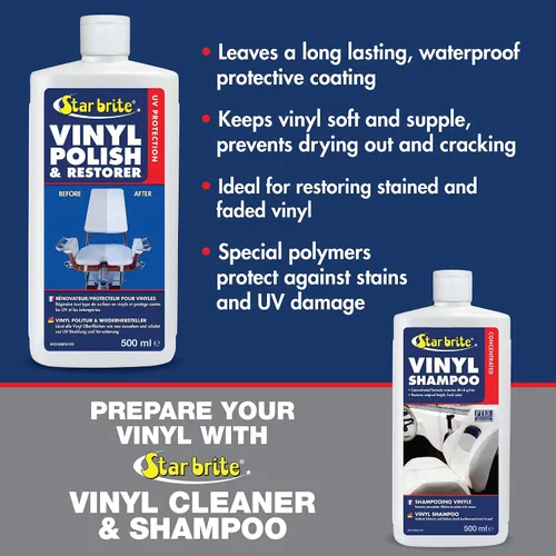 Miniatura 6 de STAR BRITE VInyl - Limpiador, pulidor y protector – Limpia, renueva, ilumina y protege todas las superficies de vinilo, esmalte de champú de grado