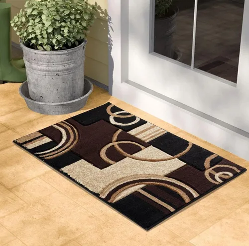 GLORY RUGS Alfombra de Área 2x3 Felpudo Marrón Geométrico Alfombra de Piso Suave con Textura Esponjosa Premium para Sala de Estar, Comedor y Área de