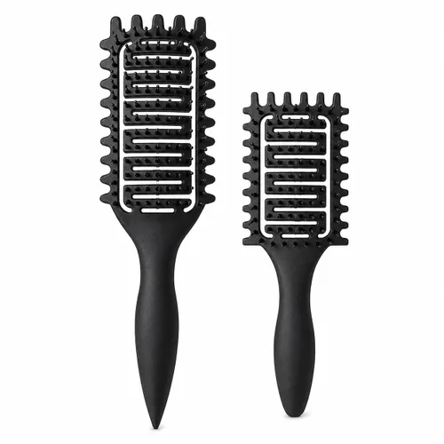 Miniatura 11 de Curl Defining Brush for Curly Hair, Vented Detangling Hair Brush for Wet and Dry Styling, Curved Brush for Shaping and Smoothing Curl Clumps, Beige
