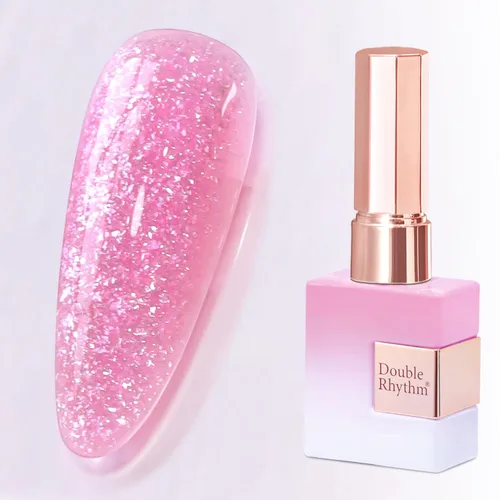 Miniatura 52 de Double Rhythm Esmalte de gel con purpurina de nieve de 0.5 fl oz, color holográfico reflectante para arte de uñas, salón de manicura y bricolaje
