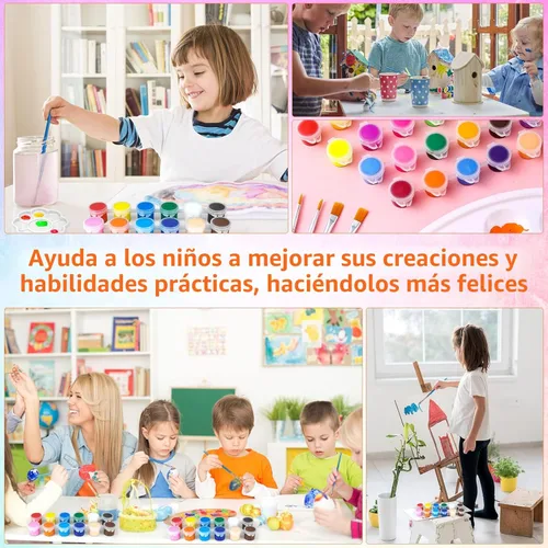 Miniatura 6 de Paquete de 10 juegos de pintura acrílica mini, 12 colores de pinturas acrílicas en tiras para niños y adultos, kit de pintura para niños de 140
