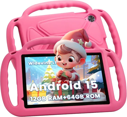 Tablet para niños Henadigi, tablet Android 15, 12 GB RAM 64 GB ROM 1 TB de expansión, pantalla táctil FHD de 10 pulgadas 1280x800, cámara dual de