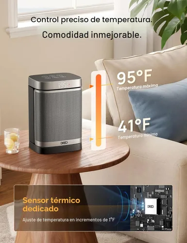 Miniatura 6 de Dreo – Calentador portátil eléctrico oscilante de 70° de cerámica PTC de 1500W con termostato, 4 modos, temporizador de 12 horas; seguro y rápido
