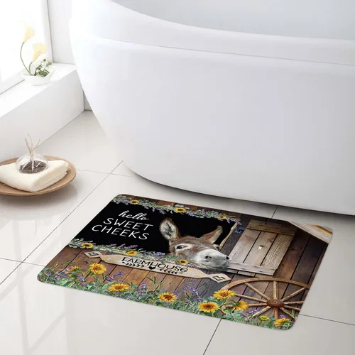 Miniatura 15 de LB Alfombra de baño de flores bohemias, alfombra de baño antideslizante con estampado floral bohemio morado y negro, espuma viscoelástica suave