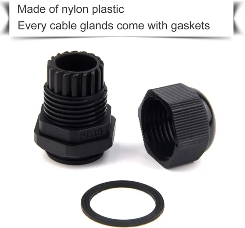 Miniatura 5 de TUPARKA Paquete de 50 conectores de cable impermeables ajustables de 3 a 0.630 in, PG7 PG9 PG11 PG13.5 PG16 PG19 de plástico con juntas en caja