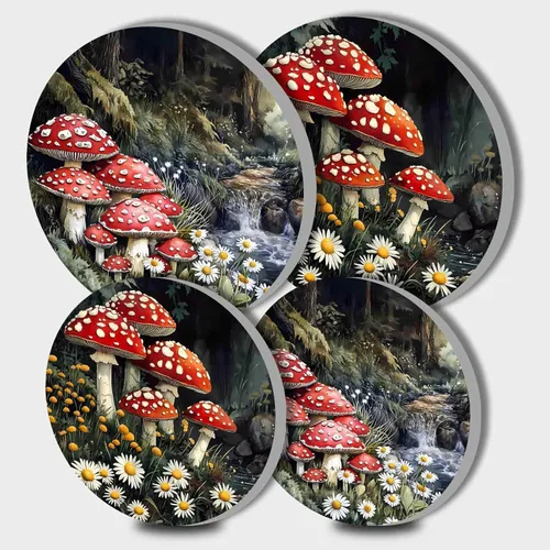 Miniatura 16 de Nordics - Juego de 4 fundas para quemadores de flores étnicas bohemias, estilo rústico, arte floral indio, patrón geométrico abstracto, quemador