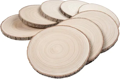 Miniatura 12 de Maputune 4 piezas de rodajas grandes de madera sin terminar de 7-8 pulgadas para centros de mesa, plato de madera rústica natural para manualidades