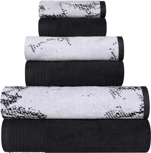 SUPERIOR Juego de 6 toallas de algodón surtido de 6 piezas, incluye 2 toallas de baño, 2 manos, 2 toallas faciales, suaves, absorbentes, accesorios