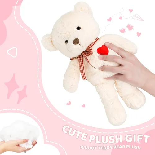 Miniatura 4 de Riuhot Oso de peluche pequeño con corazón, bonito oso de peluche blanco, oso suave, juguetes de peluche, regalos para novia, novio, niño