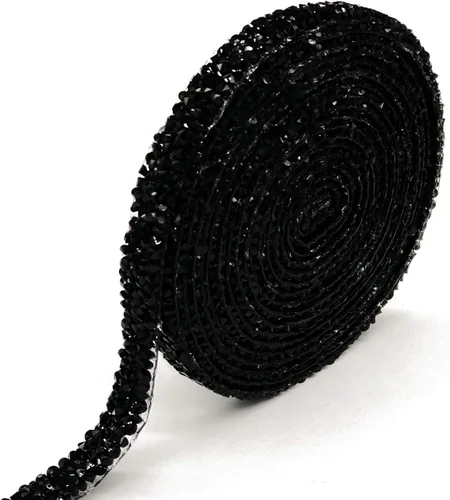 Dowarm Cinta de diamantes de imitación de 3 yardas, rollo de cinta de diamantes de imitación, envoltura de malla con diamantes de imitación Negro