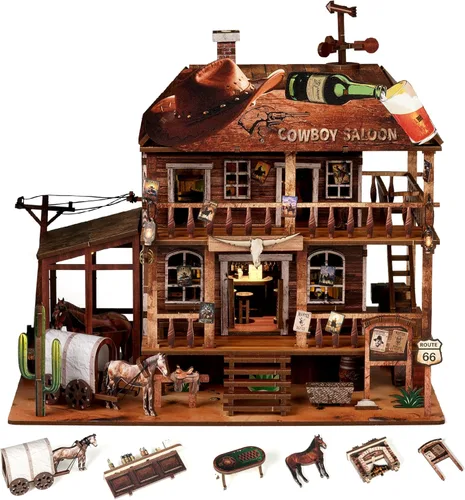 Miniatura 8 de Kit miniatura de la catedral perdida – Kit de casa en miniatura para adultos, adolescentes, casa de muñecas, estantería de libros con luz LED