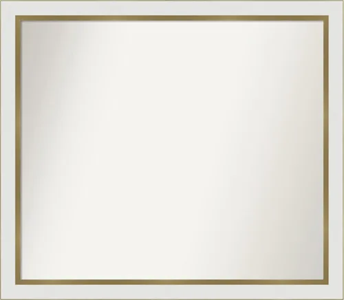 Miniatura 412 de Amanti Art Espejo de baño blanco para sobre el fregadero, 30 x 35 pulgadas, espejo de tocador rectangular estrecho de Eva de oro blanco, marco