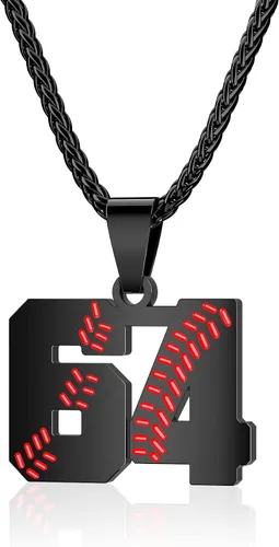Miniatura 39 de Collar con número de béisbol para niños 00-99, collar con número de camiseta de béisbol de acero inoxidable, colgante personalizado, regalo