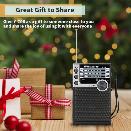 Miniatura 6 de Y-706 Radio de bolsillo portátil AM FM SW Banda Receptor Transistor con batería con buen sonido fuerte Soporte de altavoz pequeño USB/TF Card Play