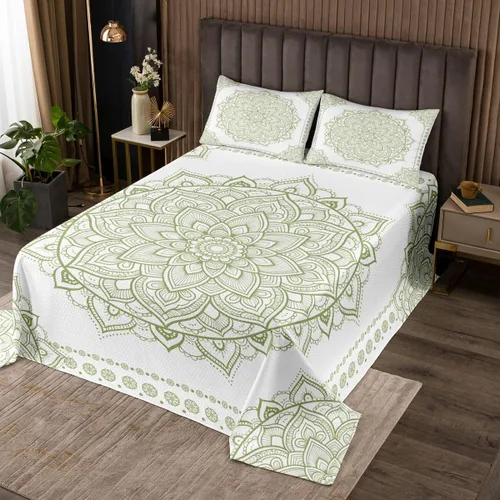 Miniatura 18 de Erosebridal Juego de colcha de mandala rosa tamaño individual para niñas y mujeres, juego de ropa de cama floral hippie juego de colcha estética