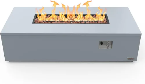Mesa de fogata de 60 pulgadas para exteriores de alta calidad con rocas de lava y manguera de 12 pies, mesa grande de fuego de gas propano, chimenea
