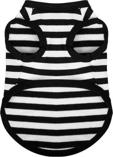 Miniatura 16 de Paiaite 3 piezas de camisa para perro a rayas de color oscuro, camisas sin mangas de algodón para cachorros, ropa transpirable para mascotas