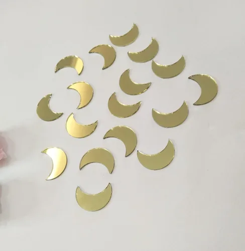 Miniatura 4 de 100 piezas de mosaico de espejo en forma de luna, mini mosaico de vidrio, mosaico de espejo para manualidades, azulejos de bricolaje para arte